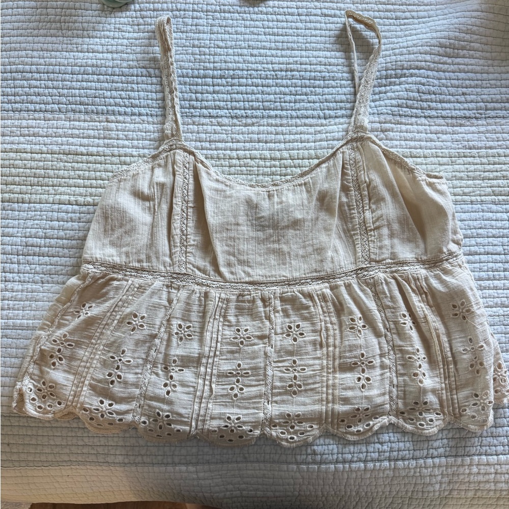 Cream Eyelet Lace Women's Top